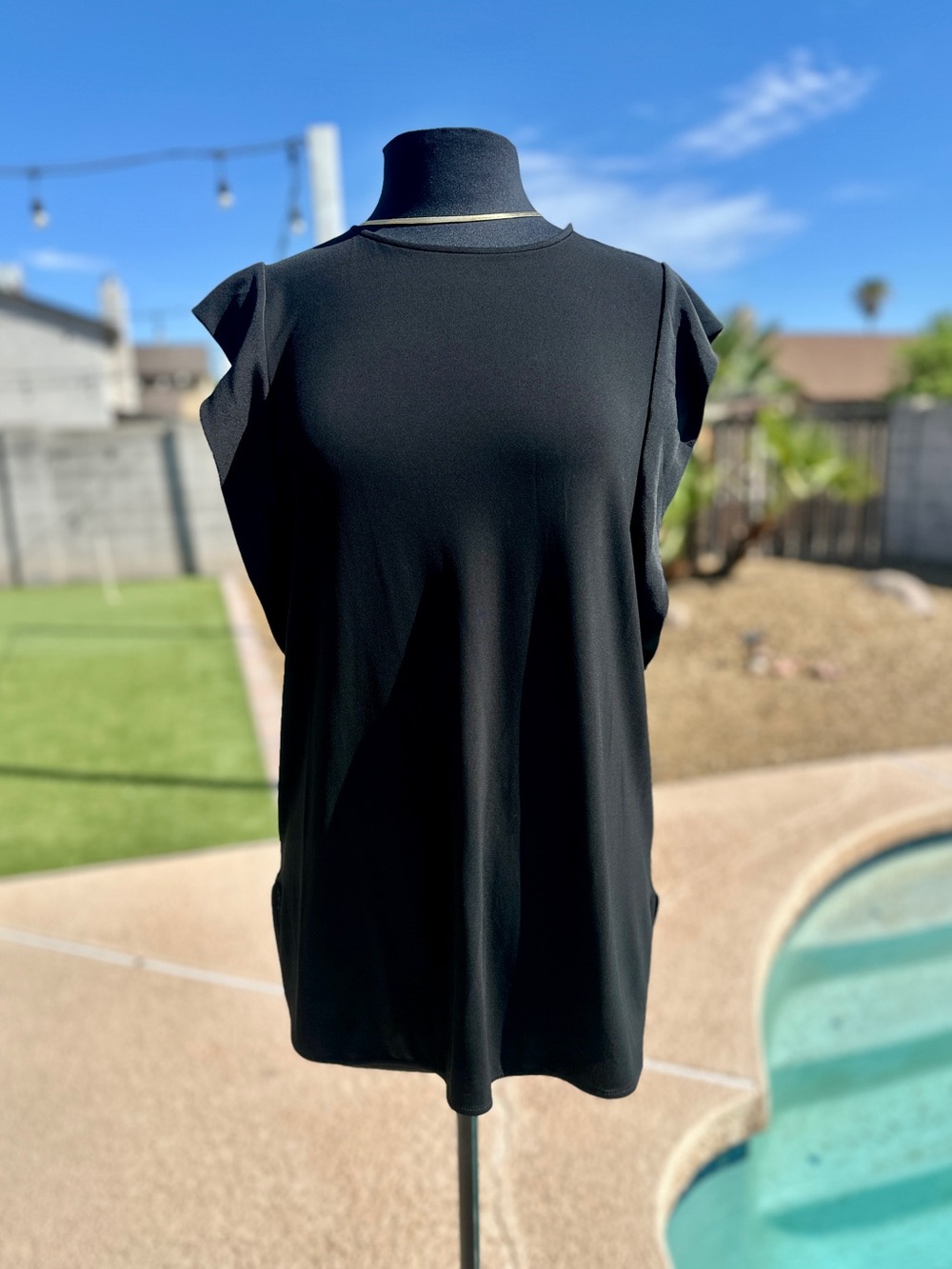 MAX MARA Black Flutter Sleeve Jersey Blouse Top Made in Italy L